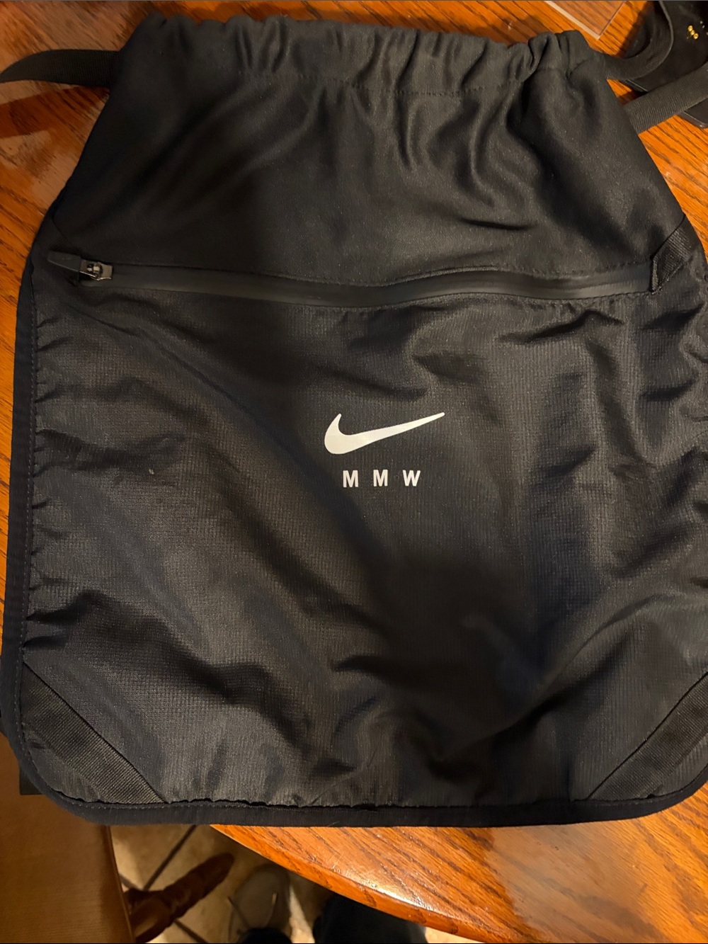 Nike Black MMV Drawstring Backpack with White Swoosh
